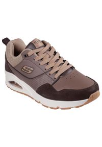 skechers - Buty Skechers Retro Męskie Sneakers Brązowe. Okazja: na co dzień. Kolor: brązowy. Materiał: skóra #1