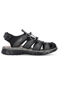 Sandały komfortowe męskie zabudowane czarne Rieker 26770-00. Kolor: czarny