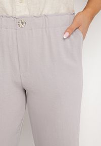 Born2be - Szare Spodnie o Prostym Kroju z Gumką w Talii Filavia. Okazja: na co dzień. Kolor: szary. Styl: sportowy, elegancki, casual