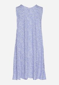 Born2be - Niebieska Bawełniana Rozkloszowana Sukienka Ozdobiona Kwiatami i Guzikami Lisavella. Okazja: na spacer, na co dzień. Kolor: niebieski. Materiał: bawełna. Wzór: kwiaty, aplikacja. Sezon: lato. Styl: elegancki, casual, klasyczny #2