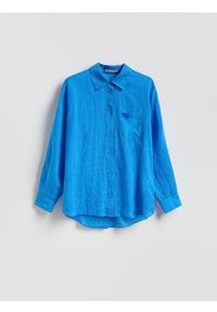 Reserved - Koszula z lyocellem - niebieski. Kolor: niebieski. Materiał: tkanina. Wzór: gładki