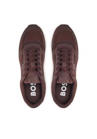 BOSS Sneakersy Kai 50529542 Brązowy. Kolor: brązowy. Materiał: skóra, zamsz