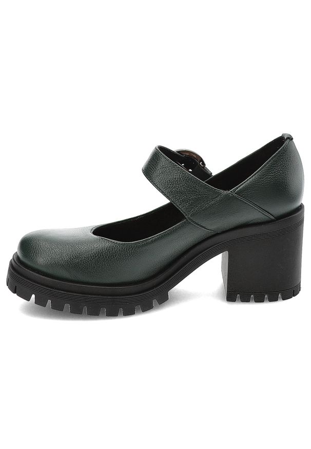 Zielone Półbuty Armodo Eleganckie Obuwie Damskie Na Obcasie. Okazja: na co dzień. Zapięcie: klamry. Kolor: zielony. Materiał: skóra. Obcas: na obcasie. Styl: elegancki. Wysokość obcasa: średni