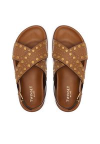 TwinSet - TWINSET Sandały 251TGT070 Brązowy. Kolor: brązowy. Materiał: skóra #5
