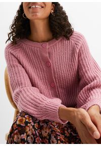 bonprix - Ciepły kardigan. Kolor: różowy. Długość rękawa: raglanowy rękaw #3