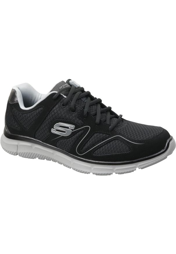 skechers - Buty do chodzenia męskie, Skechers Satisfaction. Zapięcie: sznurówki. Kolor: czarny. Materiał: syntetyk, tkanina, materiał. Szerokość cholewki: normalna. Sport: turystyka piesza