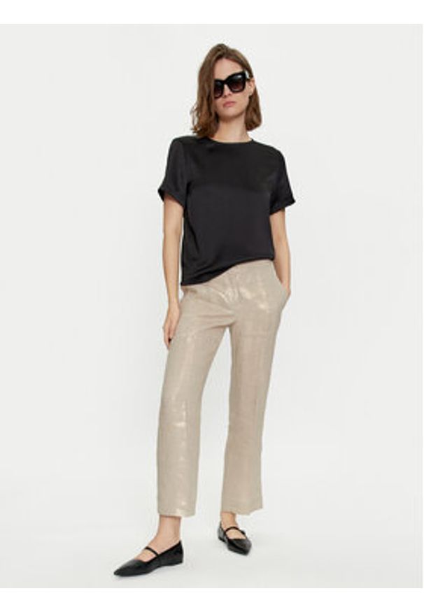 Marella Spodnie materiałowe Turbigo 2413131164 Beżowy Regular Fit. Kolor: beżowy. Materiał: len