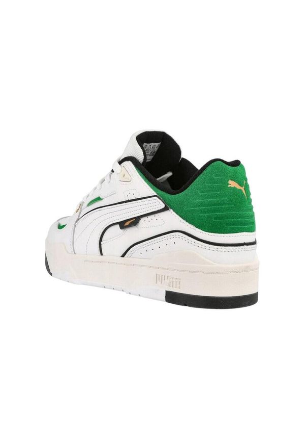 Puma - Męskie Skórzane Buty Sportowe Slipstream. Kolor: zielony, biały, wielokolorowy. Materiał: skóra. Sport: turystyka piesza