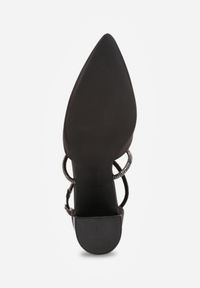Renee - Czarne Satynowe Czółenka Vices z Cyrkoniami i Wkładką ze Skóry Naturalnej Resiyana. Okazja: na wesele, do pracy, na ślub cywilny. Zapięcie: sprzączka. Kolor: czarny. Materiał: skóra, satyna. Wzór: aplikacja #7