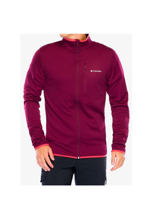 columbia - Bluza rozpinana męska Columbia Essential Hike Grid Fleece Full Zip. Kolor: czerwony. Styl: sportowy. Sport: turystyka piesza