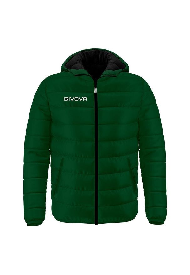 Kurtka sportowa Givova Olanda unisex L, kaptur, 2 kieszenie. Kolor: zielony. Materiał: puch. Sport: turystyka piesza, fitness