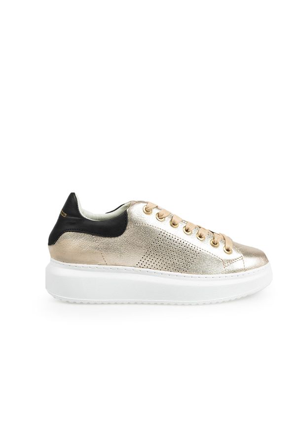 Baldinini Sneakersy | DE0410T10LA | Kobieta | Złoty. Kolor: złoty. Materiał: skóra. Wzór: aplikacja, nadruk