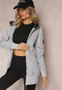 Renee - Jasnoszara Bluza z Kapturem i Polarem Halimins. Typ kołnierza: kaptur. Kolor: szary. Materiał: polar