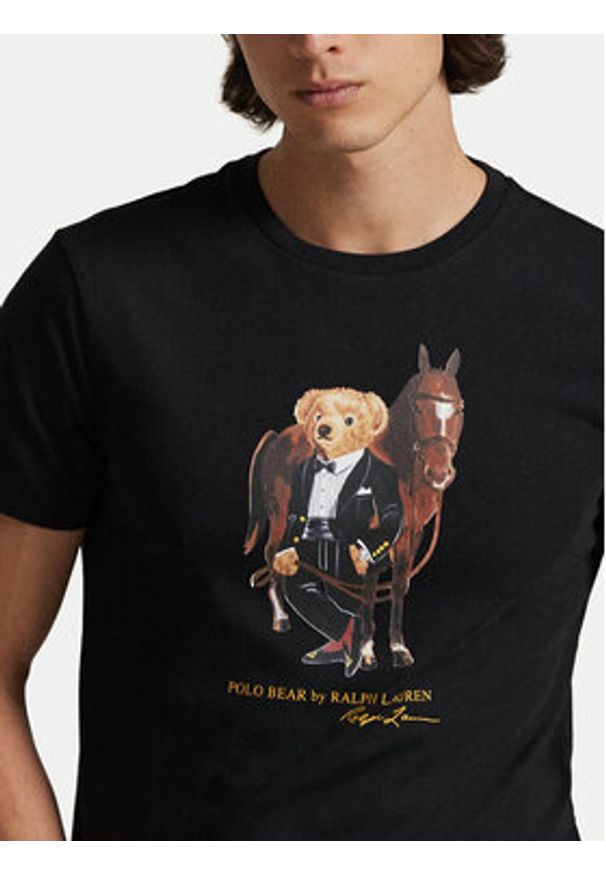 Polo Ralph Lauren T-Shirt 710P08093002 Czarny Custom Slim Fit. Typ kołnierza: polo. Kolor: czarny. Materiał: bawełna