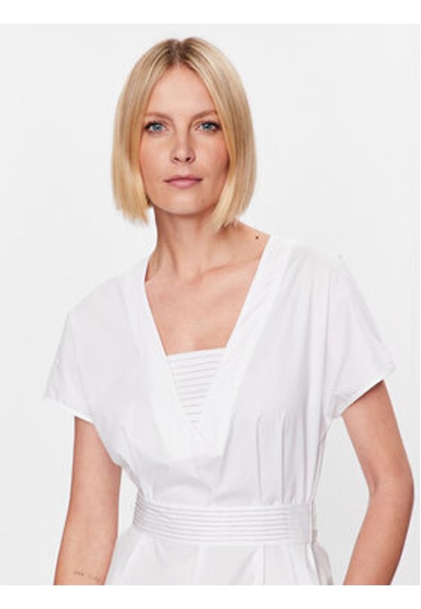 PESERICO - Peserico Sukienka codzienna S02893A Biały Regular Fit. Okazja: na co dzień. Kolor: biały. Materiał: bawełna. Typ sukienki: proste. Styl: casual