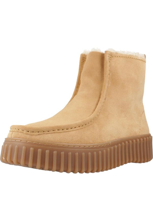 Clarks - CLARKS TORHILL COZY Jasnobrązowy. Kolor: beżowy, wielokolorowy, brązowy. Materiał: tkanina. Styl: sportowy