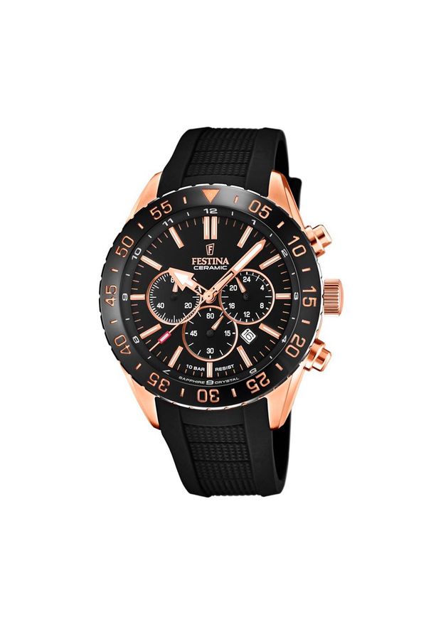 Zegarek Festina - Ceramic 20516/2 Black/Rose Gold. Kolor: czarny