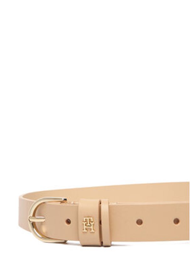 TOMMY HILFIGER - Tommy Hilfiger Pasek Damski Essential Effortless 2.5 Go AW0AW16836 Beżowy. Kolor: beżowy. Materiał: skóra