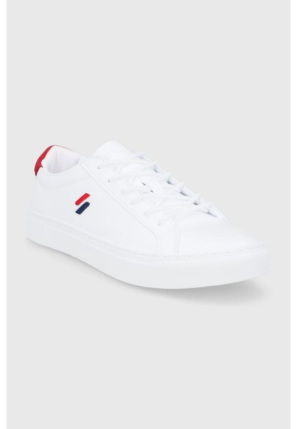 Superdry Buty kolor biały. Nosek buta: okrągły. Zapięcie: sznurówki. Kolor: biały. Materiał: guma
