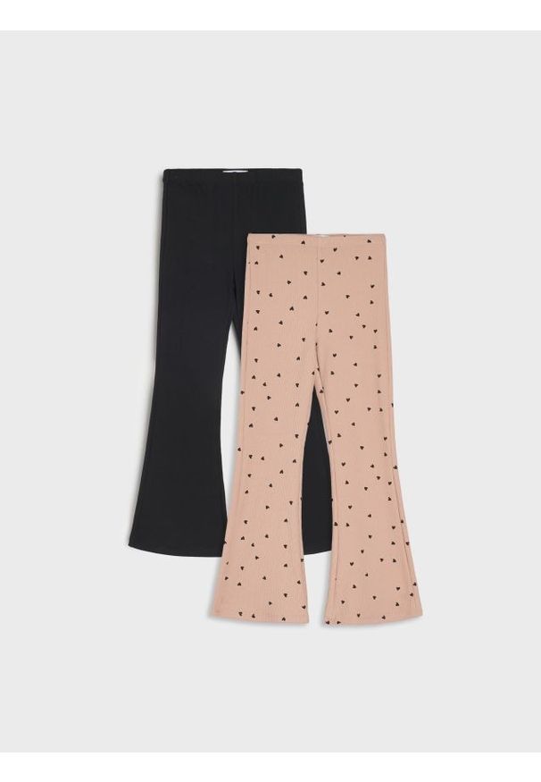 Sinsay - Prążkowane legginsy flare 2 pack - wielobarwny. Materiał: prążkowany