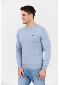 La Martina - LA MARTINA Błękitny sweter męski BASIC COTTON WOOL, Rozmiar XL. Kolor: niebieski. Materiał: wełna, bawełna, materiał. Styl: klasyczny #5