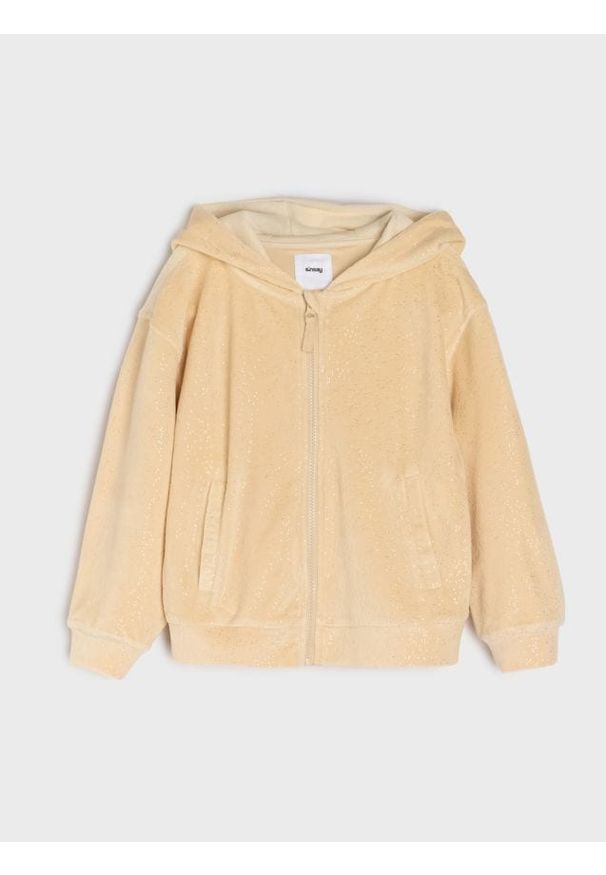 Sinsay - Bluza zip hoodie - beżowy. Kolor: beżowy