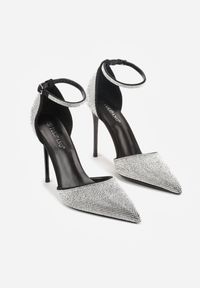 Born2be - Czarne Szpilki z Paskiem wokół Kostki i Cyrkoniowym Zdobieniem Anwedela. Okazja: do pracy, na spotkanie biznesowe. Zapięcie: pasek. Kolor: czarny. Materiał: satyna. Wzór: aplikacja. Obcas: na szpilce. Styl: klasyczny, biznesowy #6