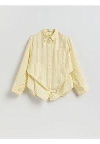 Reserved - Bawełniana koszula w paski - jasnożółty. Kolor: żółty. Materiał: bawełna. Wzór: paski #1