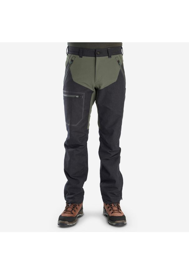 SOLOGNAC - Spodnie outdoor Solognac 900 wytrzymałe i oddychające. Kolor: wielokolorowy, brązowy, zielony. Materiał: tkanina, elastan. Sport: outdoor