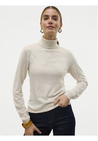 Vero Moda Golf Iris 10320450 Beżowy Slim Fit. Typ kołnierza: golf. Kolor: beżowy. Materiał: syntetyk, wiskoza
