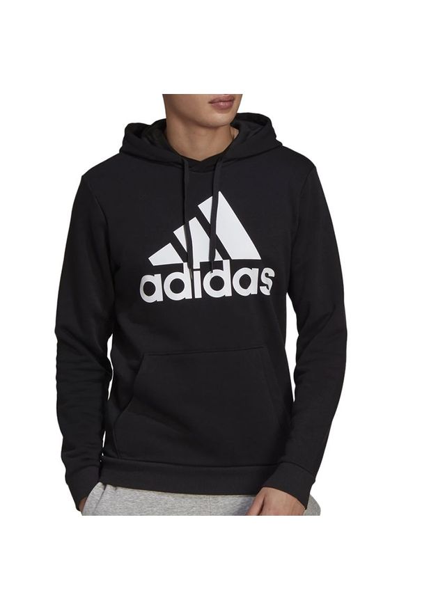 Adidas - Bluza adidas Essentials Fleece Big Logo Hoodie GK9220 - czarna. Typ kołnierza: kaptur. Kolor: czarny. Materiał: bawełna, poliester, wiskoza. Wzór: aplikacja. Styl: klasyczny