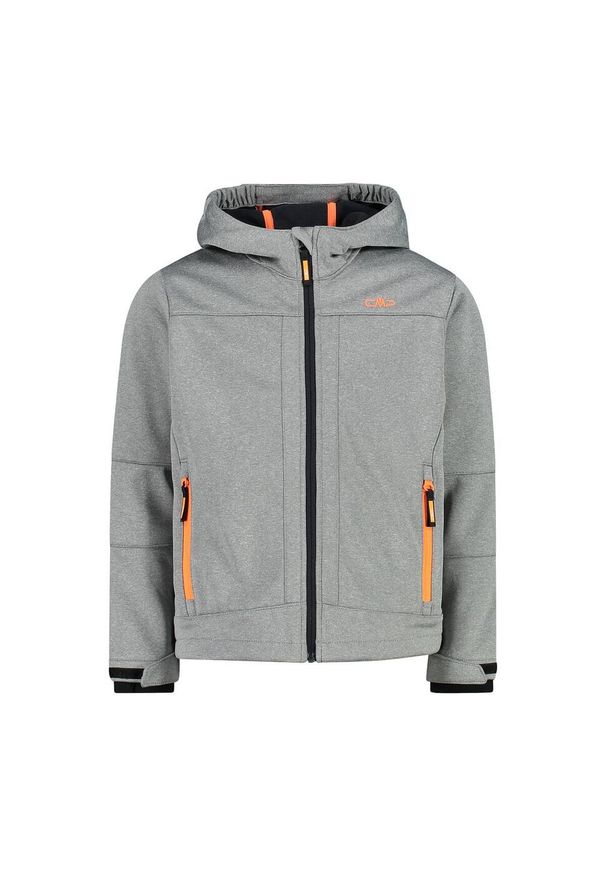 Kurtka dziecięca turystyczna CMP 3A00094M. Okazja: na co dzień. Typ kołnierza: kaptur. Kolor: szary. Materiał: softshell. Styl: casual, sportowy