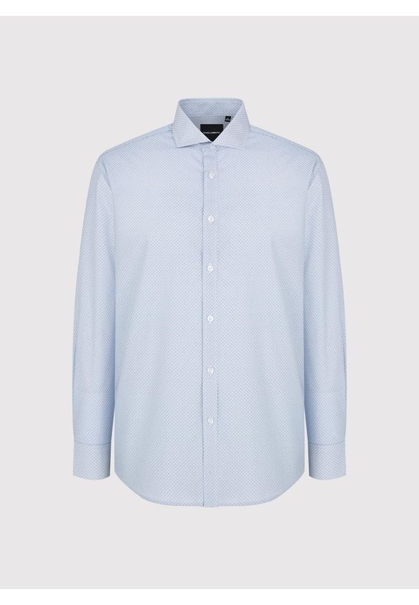 Pako Lorente - PAKO LORENTE - Koszula z niebieskim wzorem geometrycznym. Kolor: niebieski. Materiał: elastan, bawełna. Długość rękawa: długi rękaw. Długość: długie. Wzór: geometria