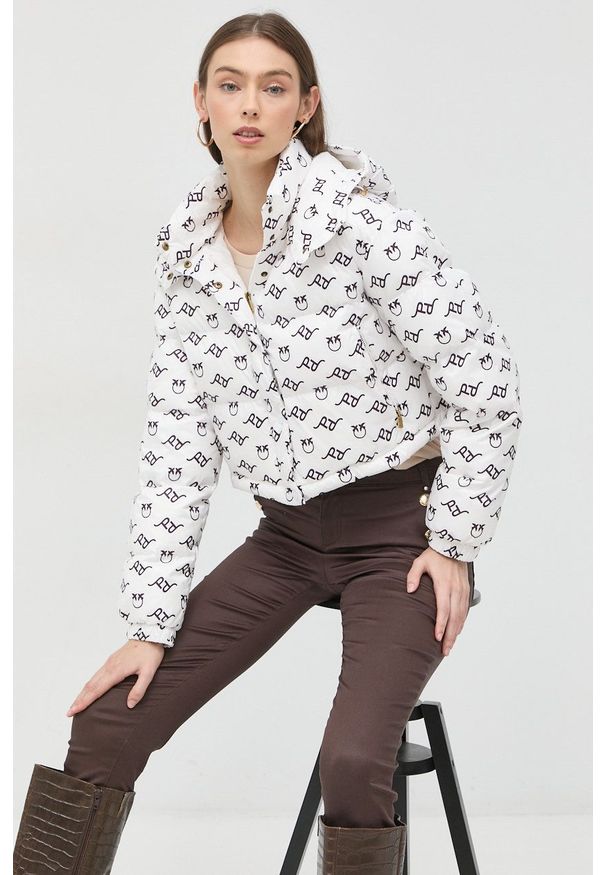 Pinko kurtka damska kolor biały zimowa. Okazja: na co dzień. Kolor: biały. Sezon: zima. Styl: casual