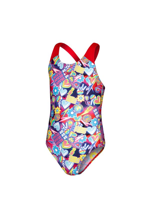 Strój pływacki jednoczęściowy dziecięcy Speedo Digital Allover Splashback. Kolor: różowy, wielokolorowy, niebieski, żółty. Materiał: poliester