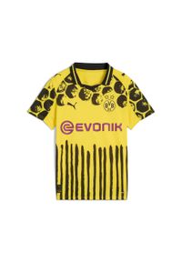 Puma - Młodzieżowa koszulka KIDSUPER × BORUSSIA DORTMUND PUMA. Kolor: żółty, wielokolorowy, czarny. Wzór: geometria, kolorowy