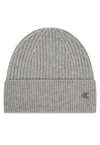 Calvin Klein Czapka Ck Metal Wool Beanie LV04D8032G Szary. Kolor: szary. Materiał: wełna, materiał