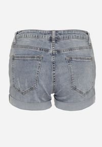 Born2be - Niebieskie Jeansowe Bawełniane Szorty z Wysokim Stanem i Przetarciami Lilianbea. Stan: podwyższony. Kolor: niebieski. Materiał: bawełna, jeans. Długość: krótkie. Styl: elegancki, sportowy, klasyczny #2