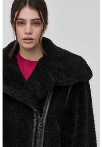 Karl Lagerfeld kurtka damska kolor czarny przejściowa oversize. Kolor: czarny. Materiał: materiał