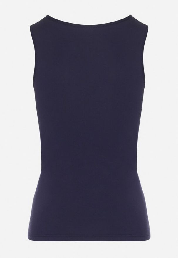 Born2be - Granatowy Top z Bawełny z Koronką Arionor. Okazja: na co dzień. Kolor: niebieski. Materiał: bawełna, koronka. Wzór: koronka. Styl: casual, klasyczny