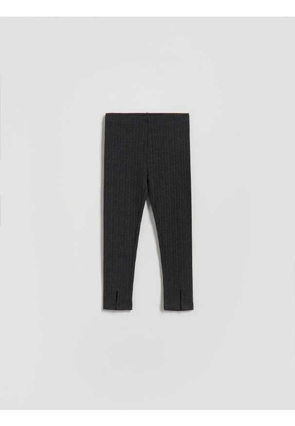 Reserved - Legginsy z rozcięciami - ciemnoszary. Kolor: szary. Materiał: wiskoza, dzianina