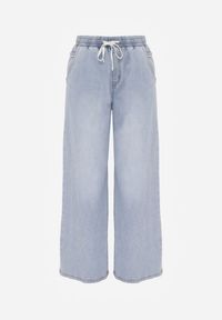 Renee - Niebieskie Szerokie Jeansy z Bawełną i Lyocellem i Wiązanym Sznurkiem Lailai. Okazja: na co dzień, na spacer. Kolor: niebieski. Styl: casual #8