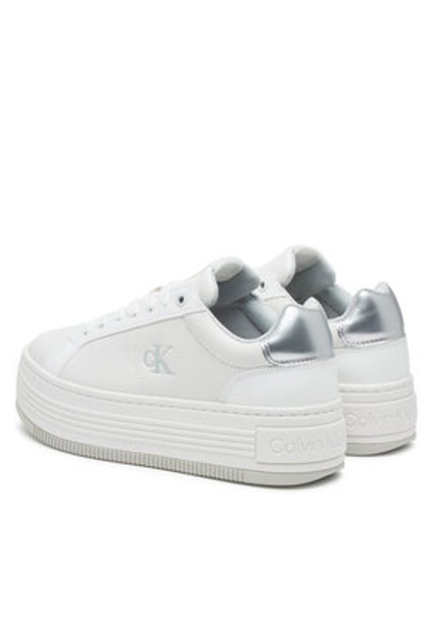 Calvin Klein Jeans Sneakersy Bold Flatf Low Lace Mg YW0YW01766 Biały. Kolor: biały. Materiał: skóra