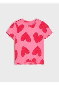 Sinsay - Bawełniana koszulka ze wzorem w serca - różowy. Kolor: różowy. Materiał: bawełna #1