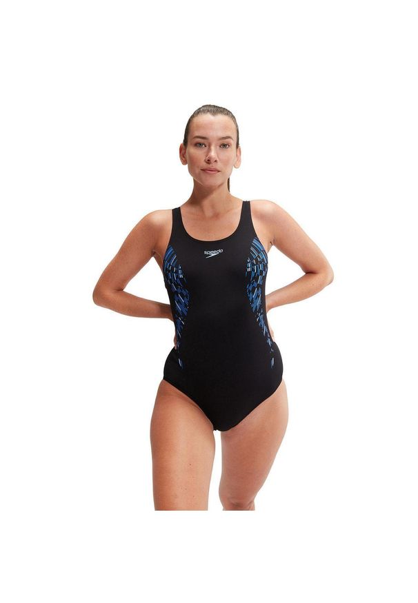 Strój Kąpielowy Speedo Placement Muscleback – Czarno-Niebieski – Rozmiar 30. Kolor: czarny, niebieski, wielokolorowy
