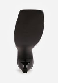 Renee - Czarne Klapki na Szpilce z Kwadratowym Noskiem Peep Toe Avenata. Okazja: na co dzień, na randkę. Nosek buta: otwarty. Kolor: czarny. Materiał: jeans, skóra, koronka. Obcas: na szpilce. Styl: casual #2