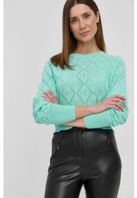 TwinSet - Twinset Sweter z domieszką kaszmiru damski kolor turkusowy lekki. Okazja: na co dzień. Kolor: turkusowy. Materiał: kaszmir. Długość rękawa: długi rękaw. Długość: długie. Styl: casual #3