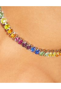 AMINA MUADDI - Kolorowy naszyjnik z kryształami. Materiał: srebrne. Kolor: czerwony. Wzór: kolorowy. Kamień szlachetny: kryształ #8