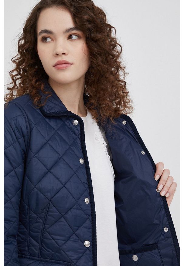 Polo Ralph Lauren kurtka damska kolor granatowy przejściowa. Okazja: na co dzień. Typ kołnierza: polo. Kolor: niebieski. Materiał: poliamid. Styl: casual