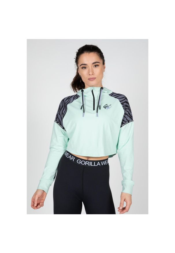 GORILLA WEAR - Zion Cropped Bluza z kapturem - Zielony. Typ kołnierza: kaptur. Kolor: zielony. Materiał: polar. Sezon: zima. Sport: fitness